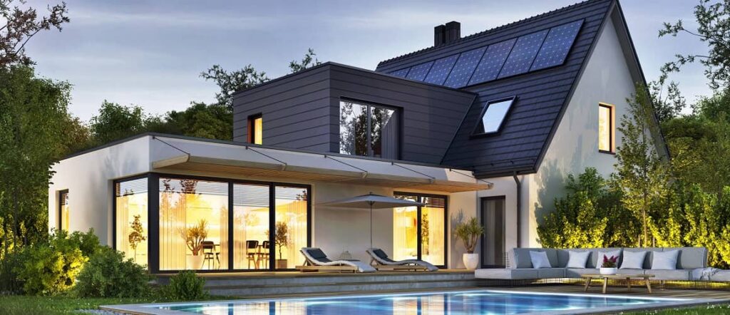 Exterior of a Luxury Custom Home Located in a Scenic Area, Showcasing High-End Design